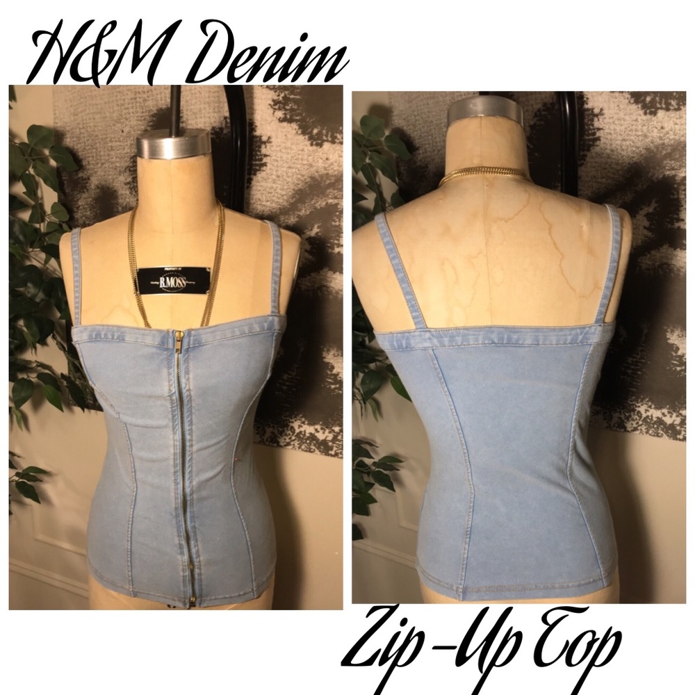 🏷3 for $15🏷 H&M  Soft Denim Zip Up Top